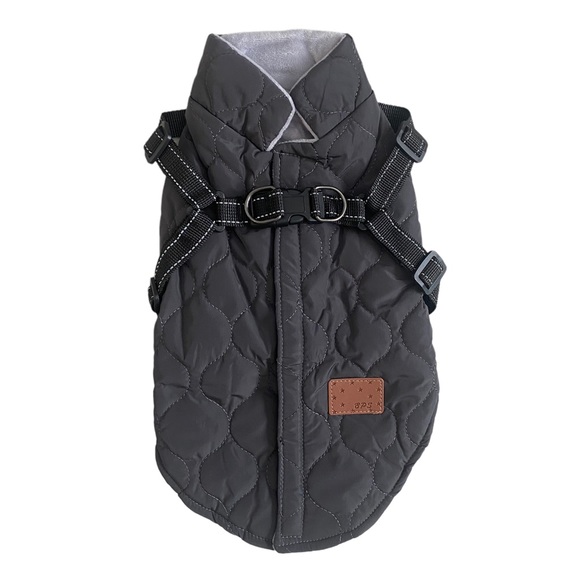 PSM BPS Quilted Warm Gray Dog Coat w/Soft Non Irritating Inside For XS Small Dog - Picture 2 of 12